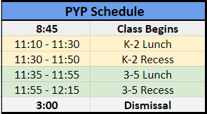 PYP Schedule
